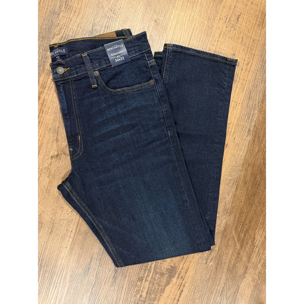J.Crew Mercantile Jeans Mens 34x32 Fits (35x 31.75)Straight Flex Blue Dark New